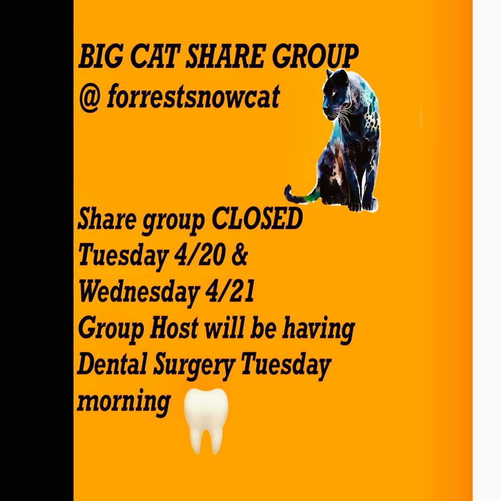 BIG CAT SHARE GROUP CLOSED 4/21-22